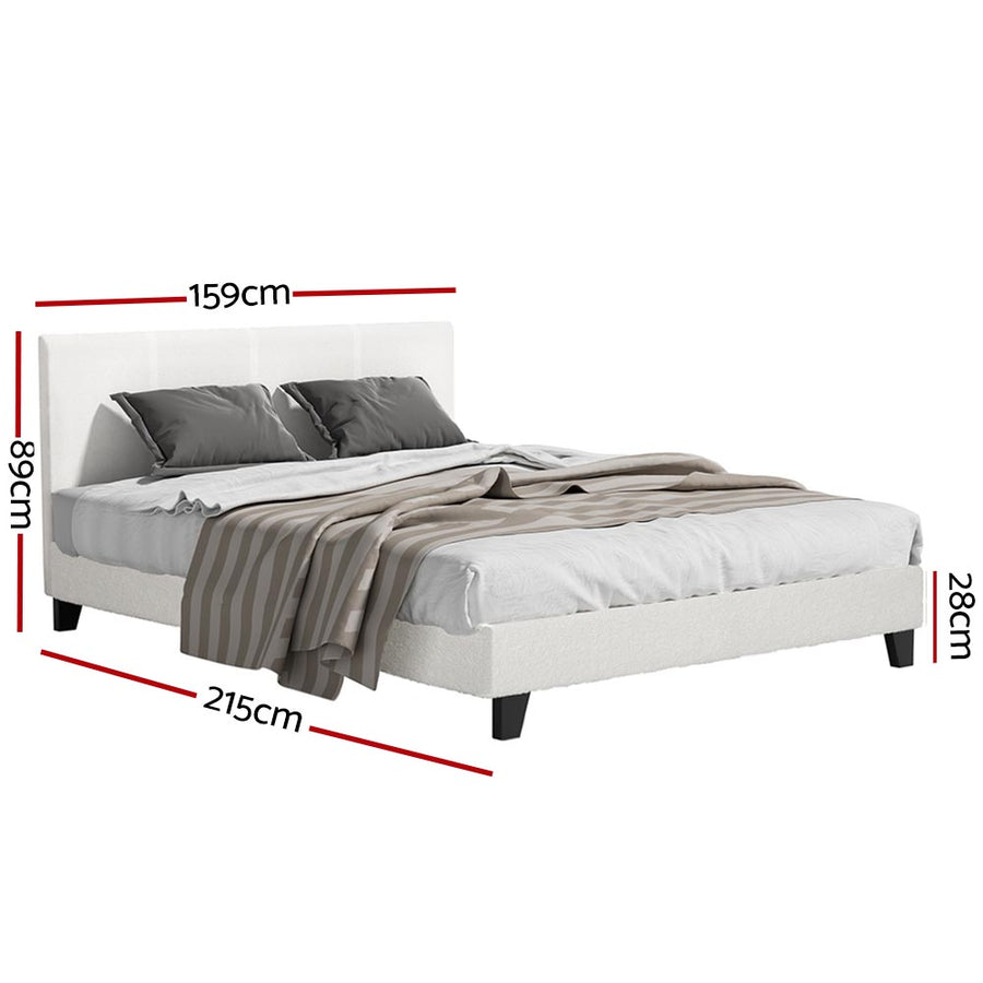 Artiss NEO Queen Size Bed Frame in Bouclé Fabric – Pilbara Bathroom Warehouse Perth and regional Western Australia