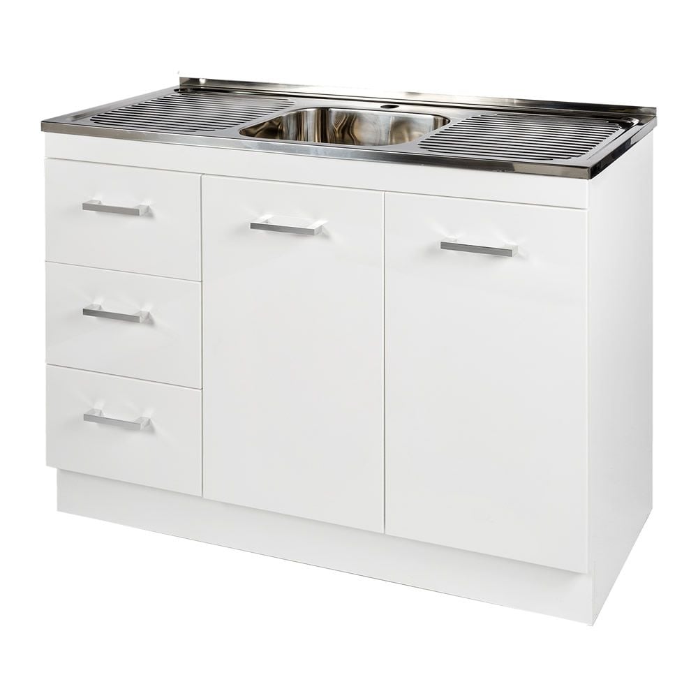 Kitchenette Sink & Cabinet 120cm PVC (Left-hand Drawers)