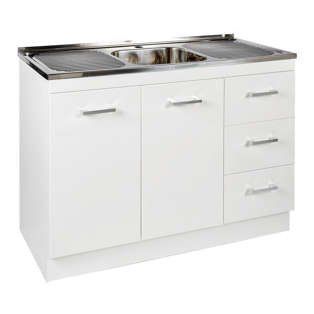 Kitchenette Sink & Cabinet 120cm PVC (Right-hand Drawers)