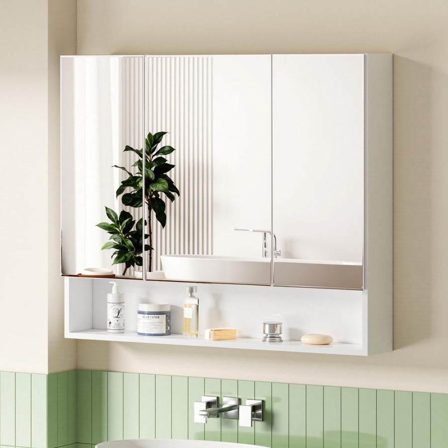 Cefito Bathroom Mirror Cabinet Wall Hung Adjustable Shelves 900x750mm White – Pilbara Bathroom Warehouse Perth and regional Western Australia