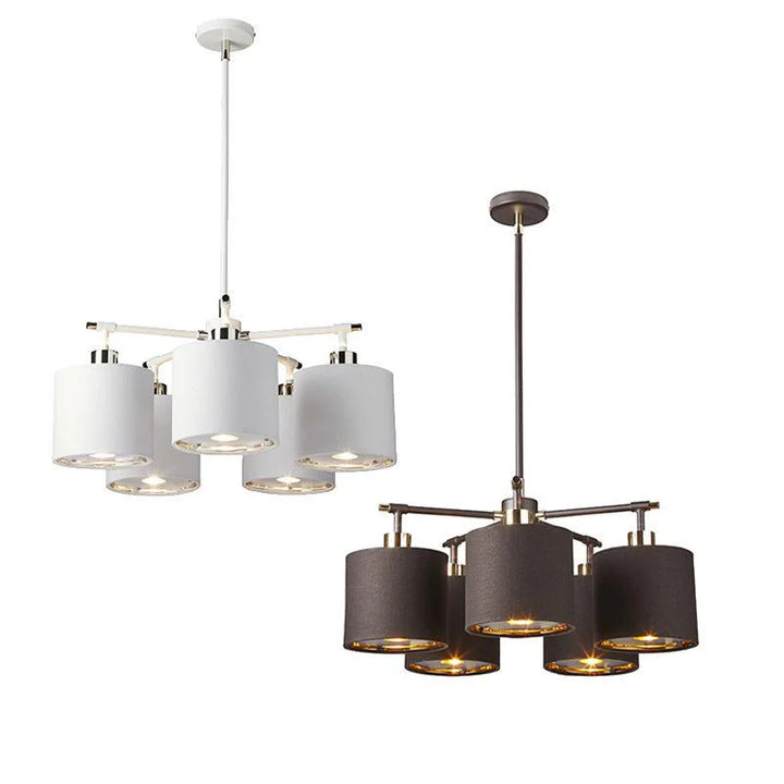 Balance Chandelier 5xE27 in Brown/Polished Brass or White/Polished Nickel