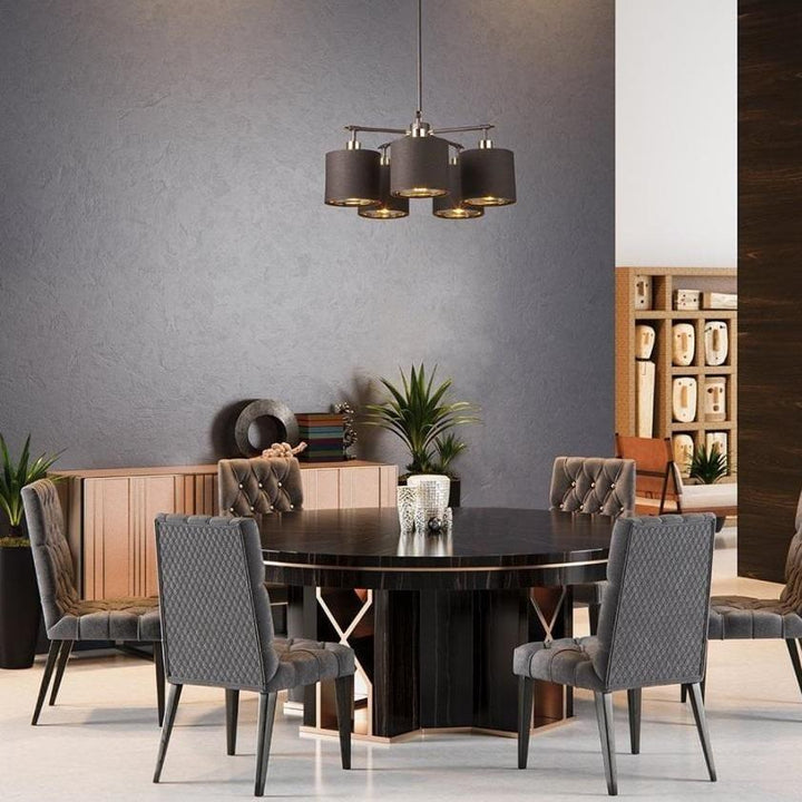 Balance Chandelier 5xE27 in Brown/Polished Brass or White/Polished Nickel