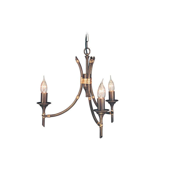 Bamboo Chandelier E14 in Bronze Patina