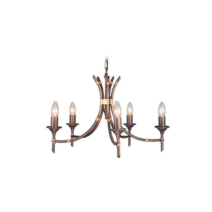 Bamboo Chandelier E14 in Bronze Patina