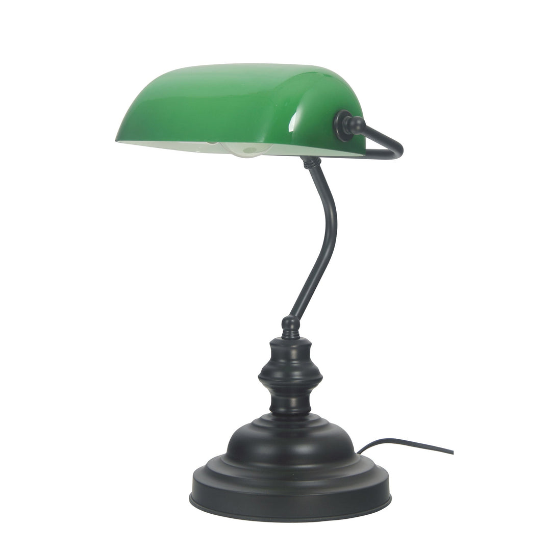 Bankers Switched Table Lamp - Black, Antique Brass & Brass