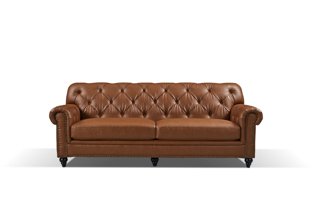 Barclay 3 Seater Tan faux leather