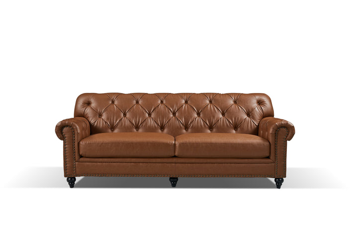 Barclay 3 Seater Tan faux leather