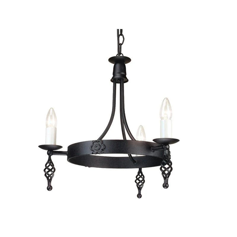 Belfry 3Lt/5Lt Chandelier E14 in Black Elstead Lighting