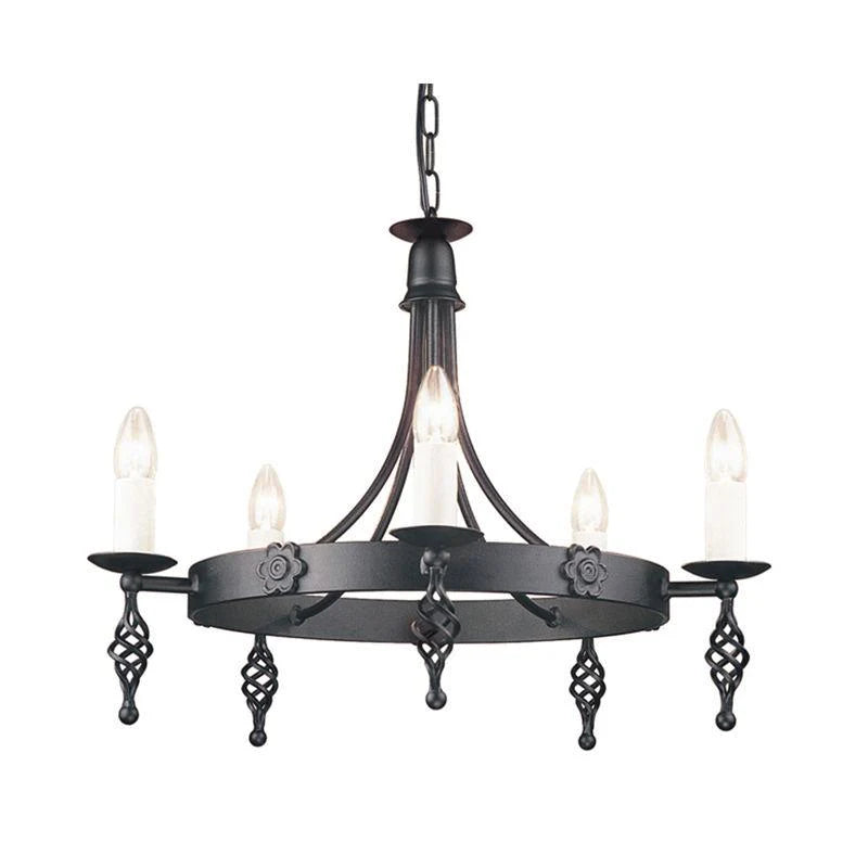 Belfry 3Lt/5Lt Chandelier E14 in Black Elstead Lighting