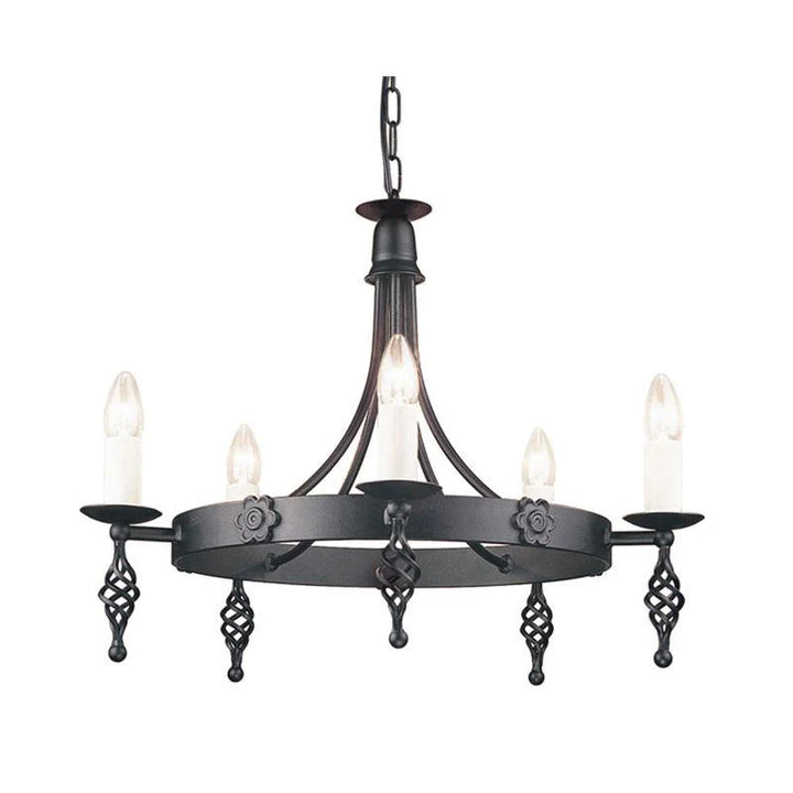 Belfry 3Lt/5Lt Chandelier E14 in Black Elstead Lighting