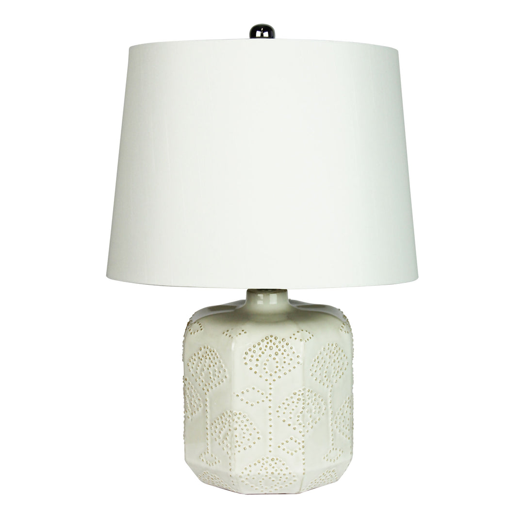 Bikki Embossed Ceramic Lamp with Harp Shade