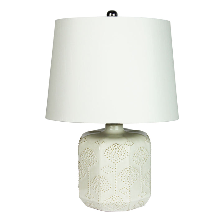 Bikki Embossed Ceramic Lamp with Harp Shade