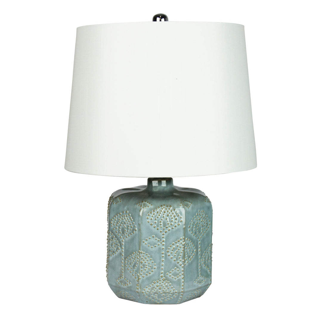 Bikki Embossed Ceramic Lamp with Harp Shade
