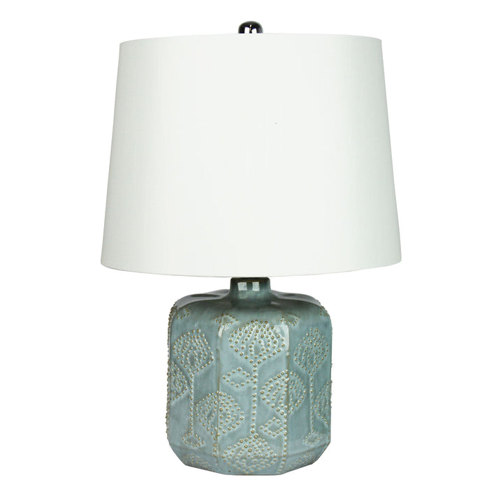 Bikki Embossed Ceramic Lamp with Harp Shade