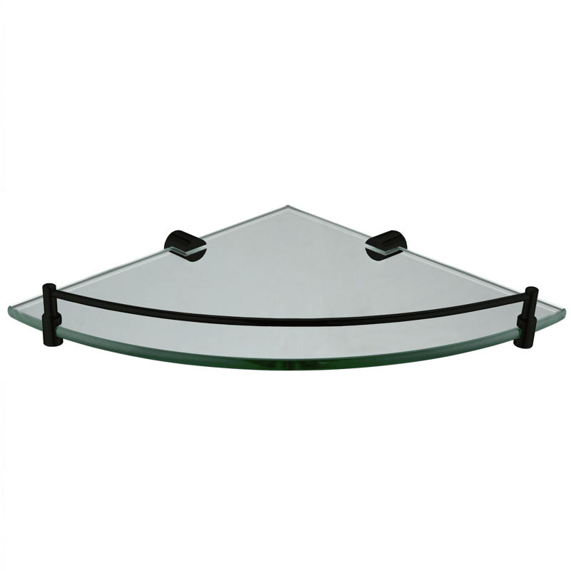 Round Corner Glass Shelf Black