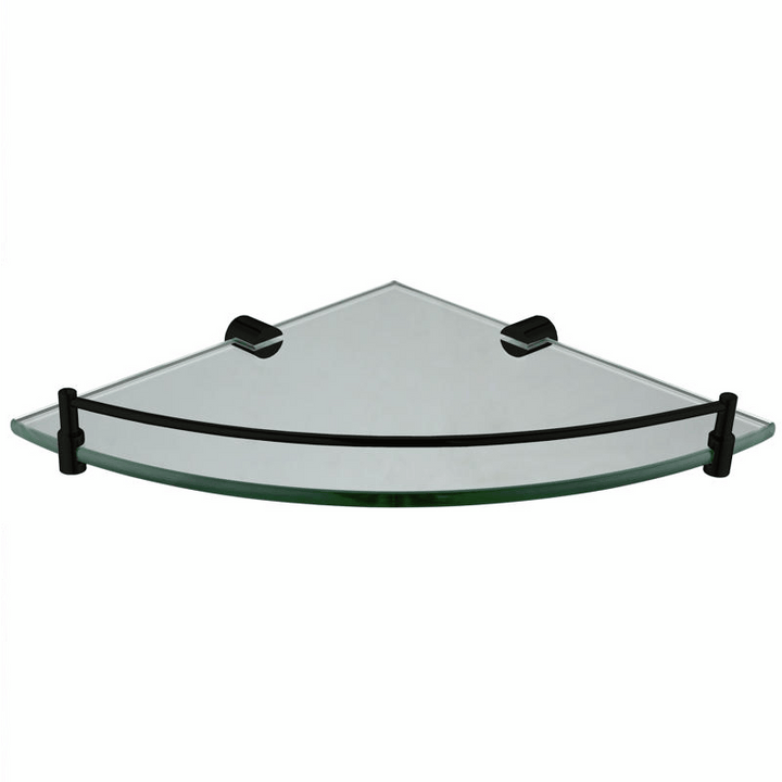 Round Corner Glass Shelf Black