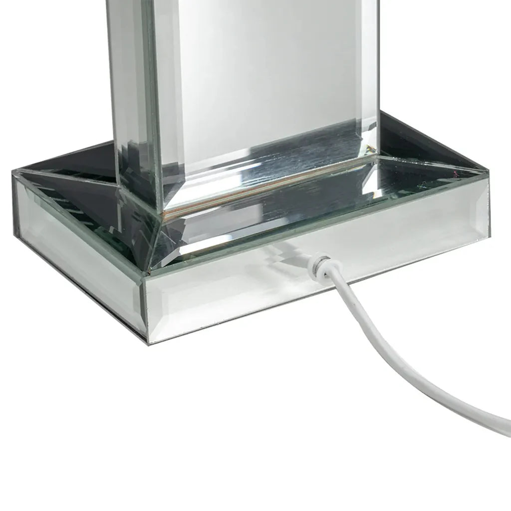 Block Table Lamp with Glass Base & White Shade