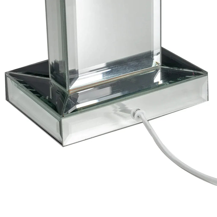 Block Table Lamp with Glass Base & White Shade