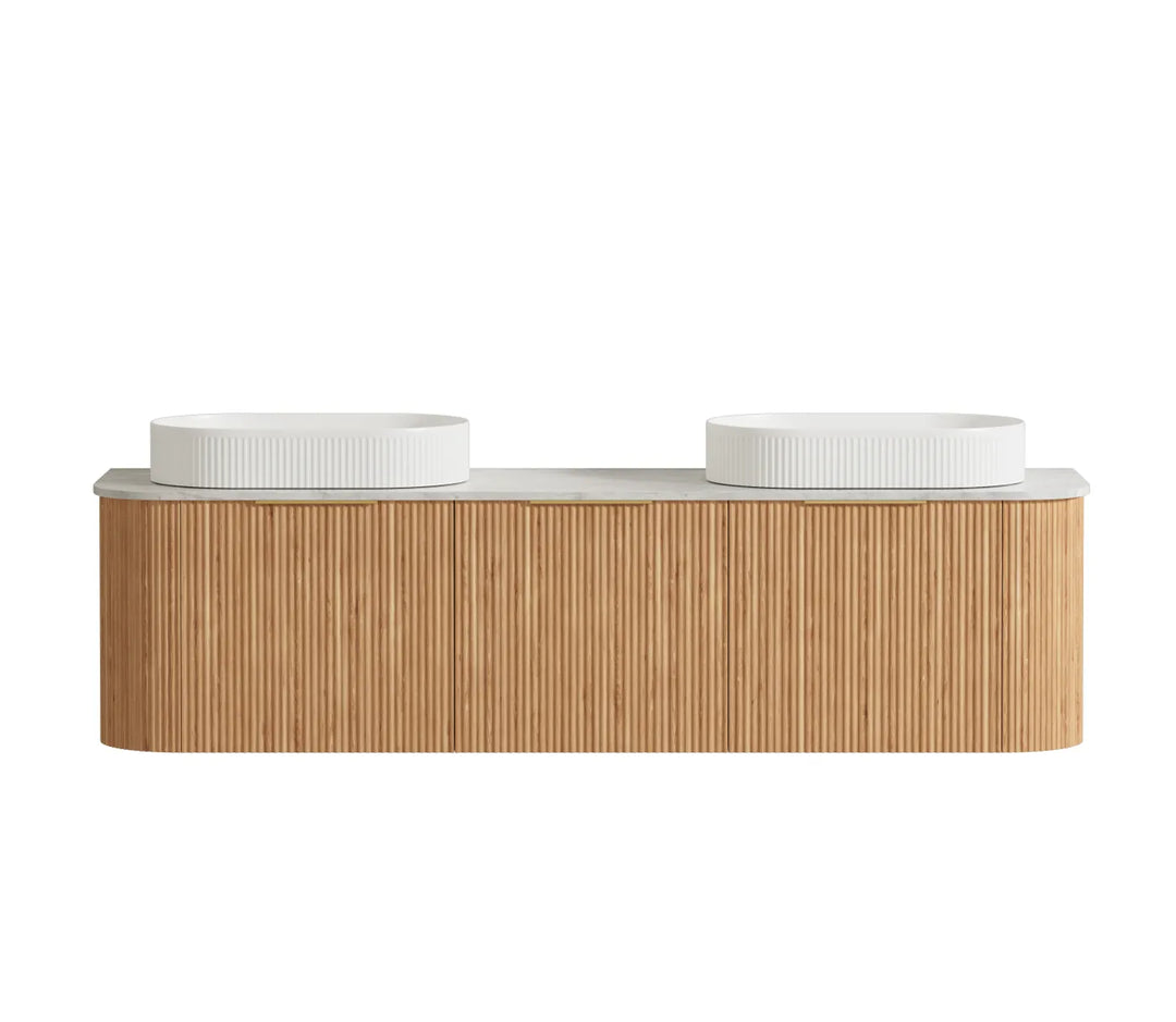 Bondi 1800mm Woodland Oak Fluted Curve Vanity