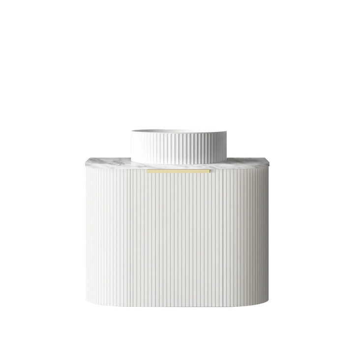 Bondi 600mm Satin White Fluted Wall Hung Curve Vanity (12th & Nth Only)