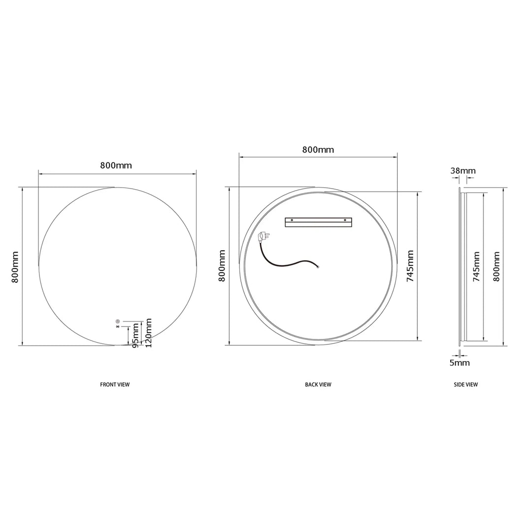 Bondi 800mm Frameless LED Mirror