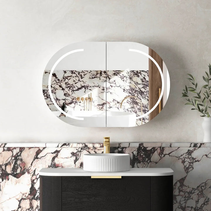 Bondi 900x600 Black Oak LED Shaving Cabinet