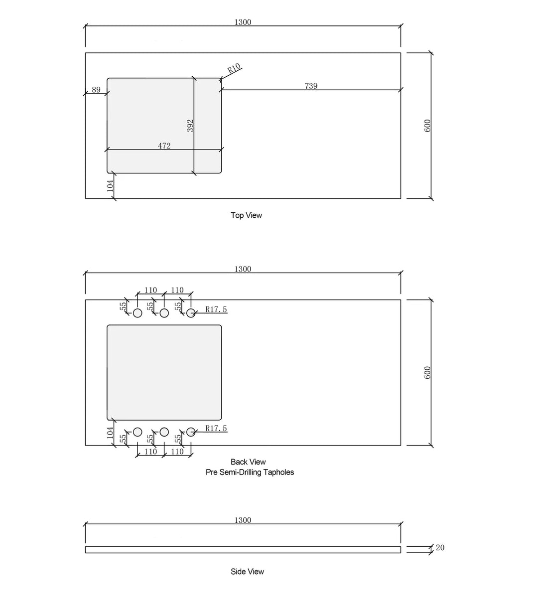 Bondi White Base Laundry Cabinet with Stone Top and Stainless Steel Sink