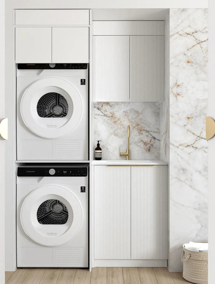 Bondi White Laundry Kit with Stainless Steel Sink and Quartz Stone Top