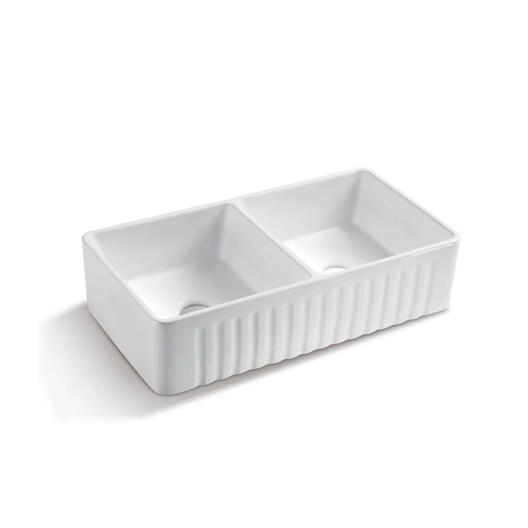 Boston 853x461x255 Double Bowl Butler Sink – Ceramic Reversible Design