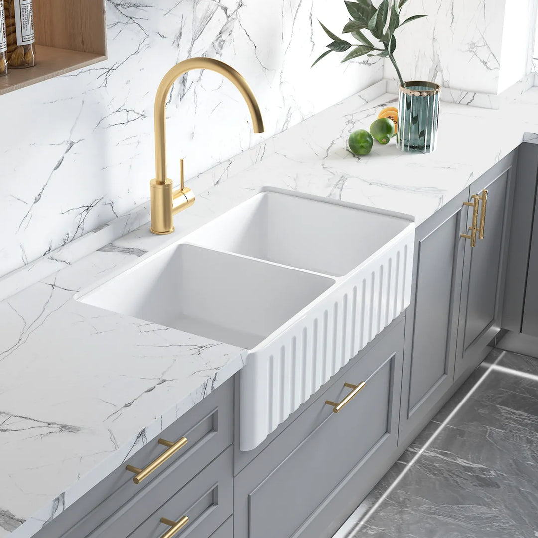 Boston 853x461x255 Double Bowl Butler Sink – Ceramic Reversible Design