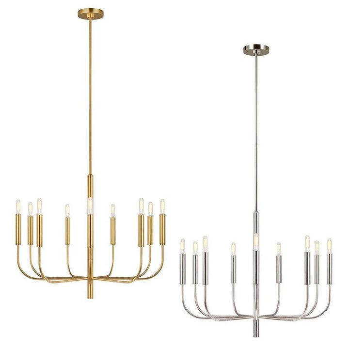 Brianna Chandelier 9Lt - Burnished Brass & Polished Nickel