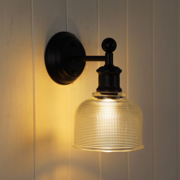 Brighton Wall Light – Black & Obscure Glass
