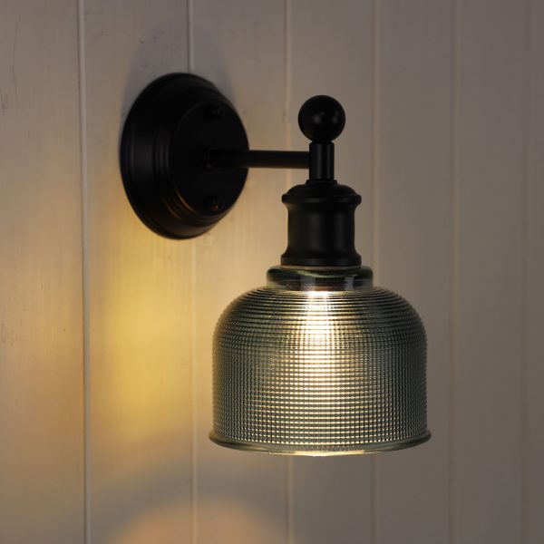 Brighton Wall Light – Black & Obscure Glass