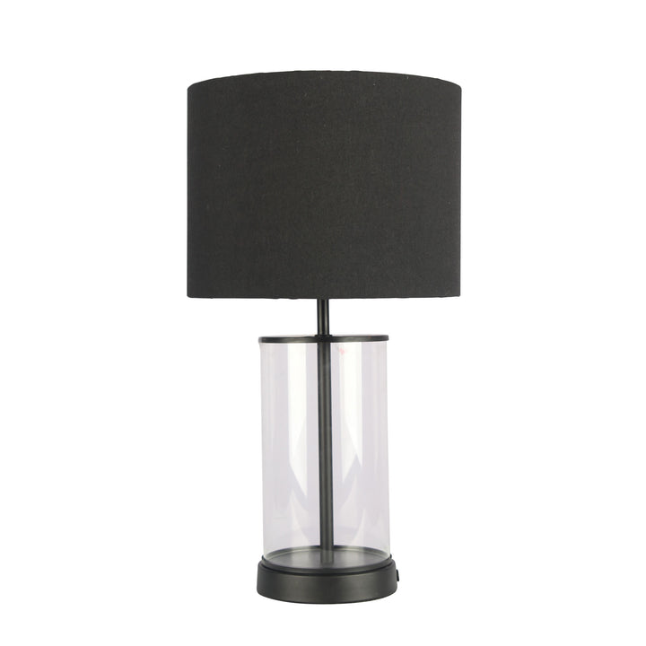 Britt Glass Table Lamp – Sleek Black and Clear Design