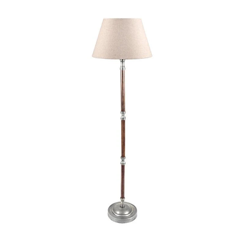 Brunswick Floor Lamp - Timber Base in Silver