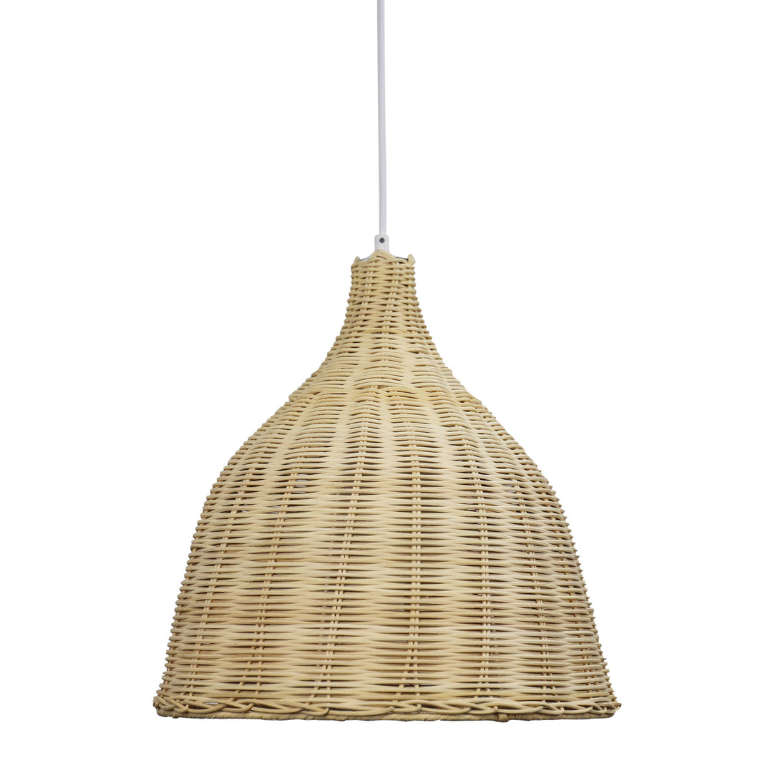 Bukit Cane Pendant Light with White Suspension