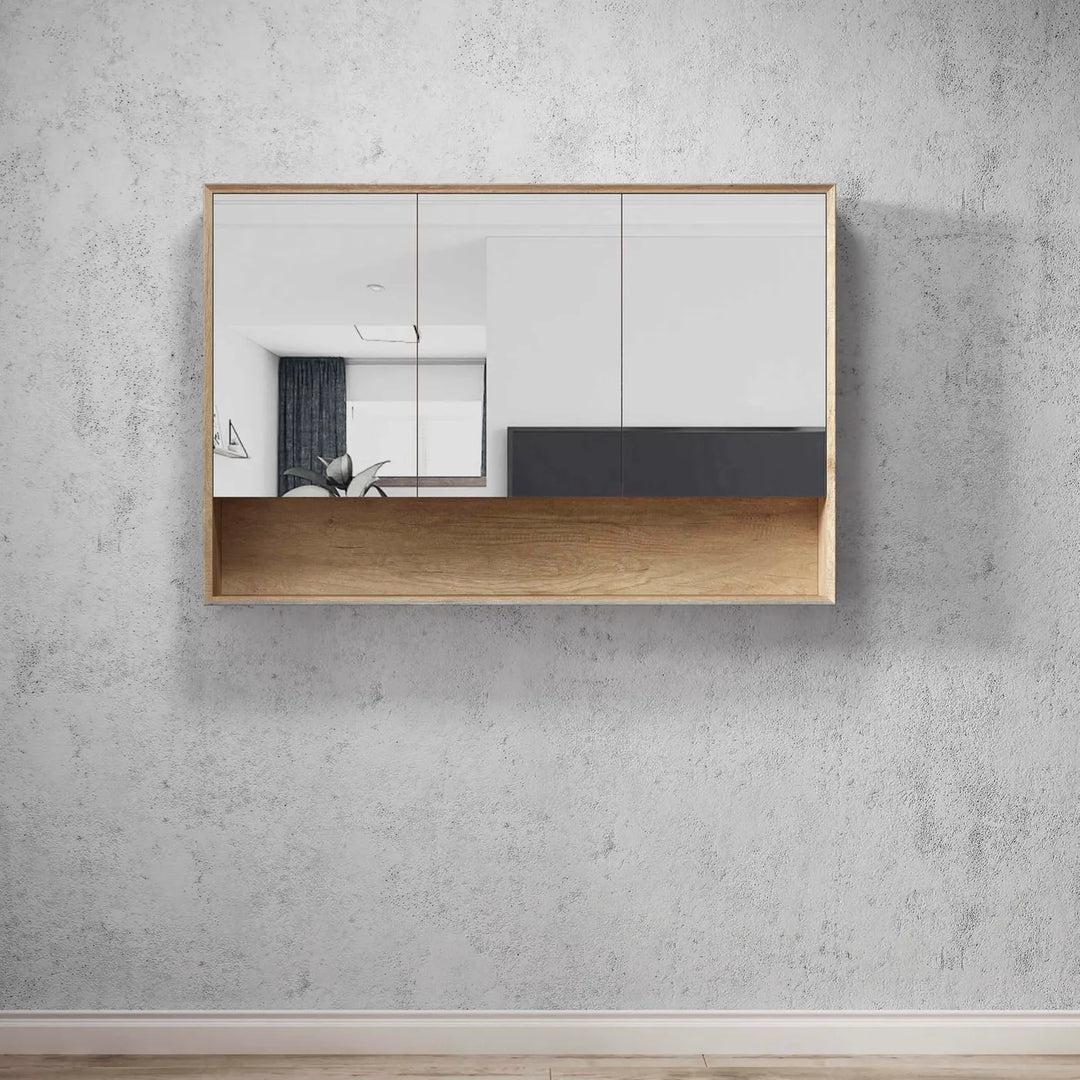 Byron 1200x800 Natural Oak Shaving Cabinet – Wall-Mounted with Soft Closing Doors