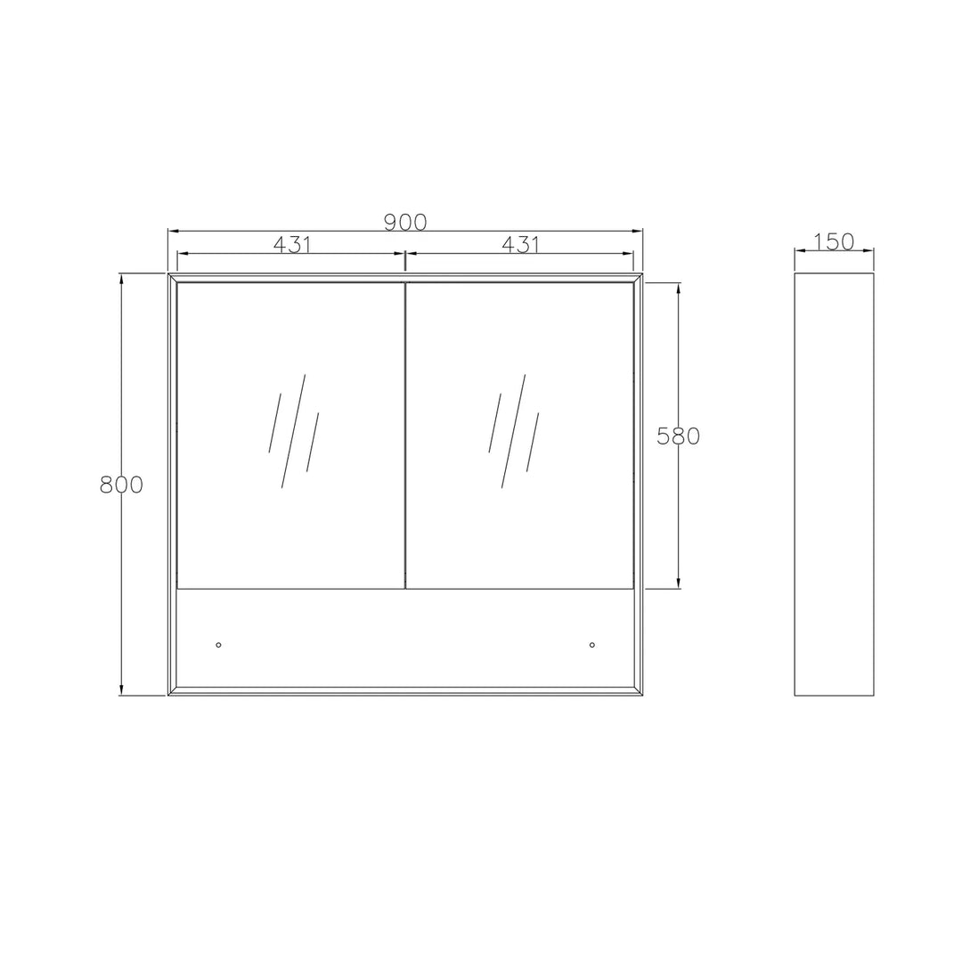 Byron 900x800 Natural Oak Shaving Cabinet – Modern Wall-Mounted Design with Soft Closing Doors