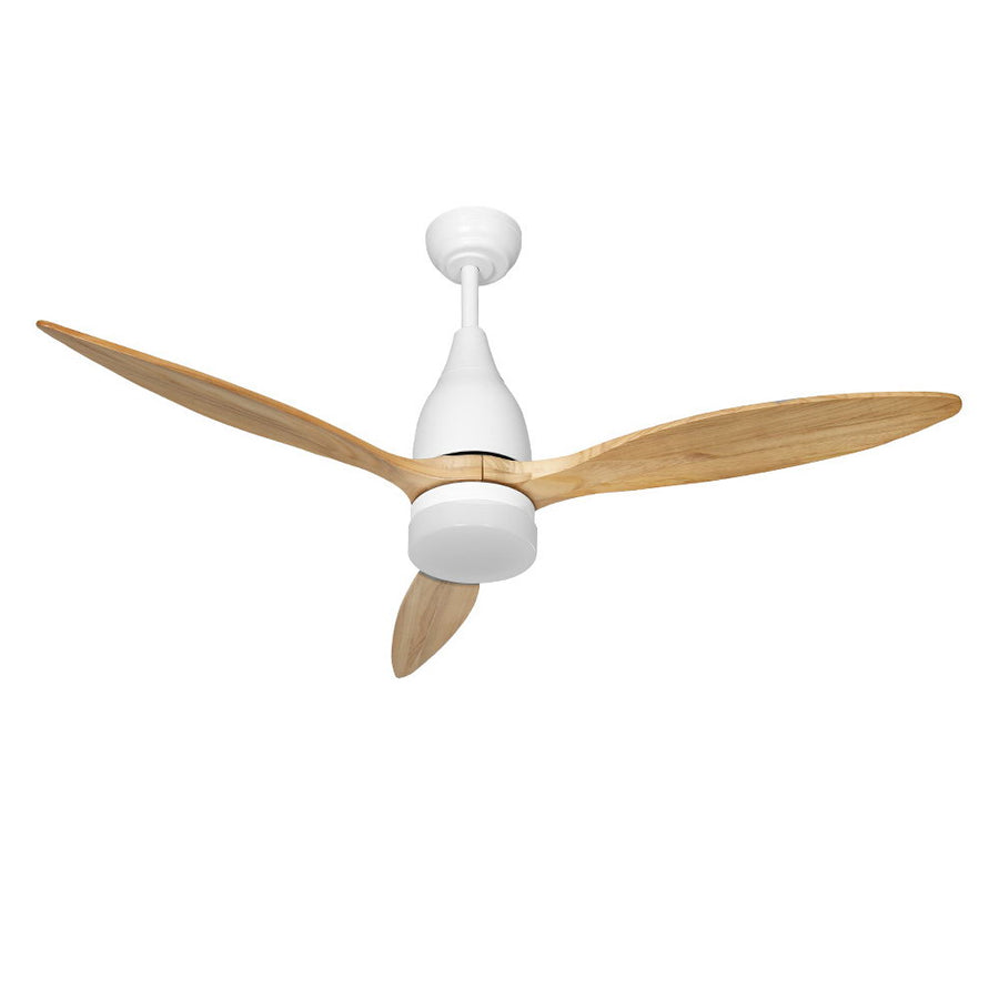 Devanti 52'' Ceiling Fan with AC Motor, Light, and Remote, Light Wood – Pilbara Bathroom Warehouse Perth and regional Western Australia