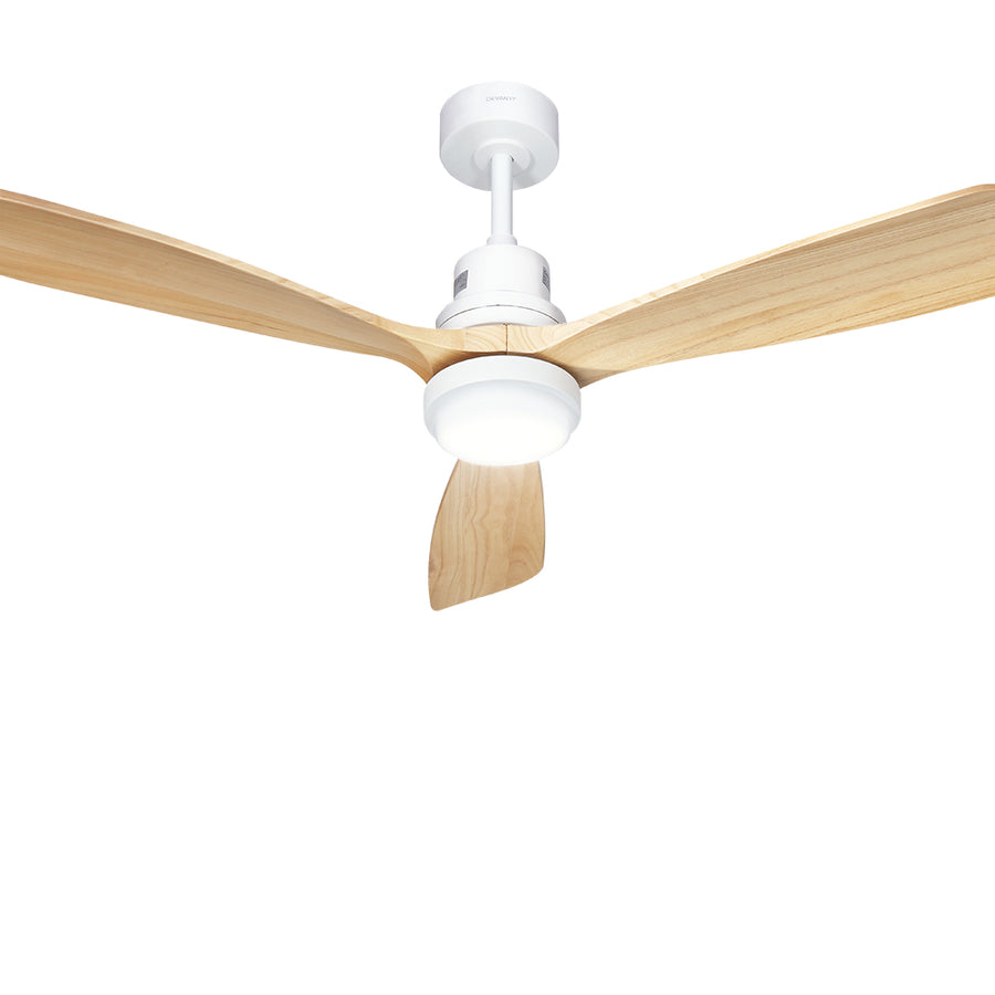 Devanti 52'' Ceiling Fan with AC Motor, LED Light, Remote Control, Light Wood – Pilbara Bathroom Warehouse Perth and regional Western Australia