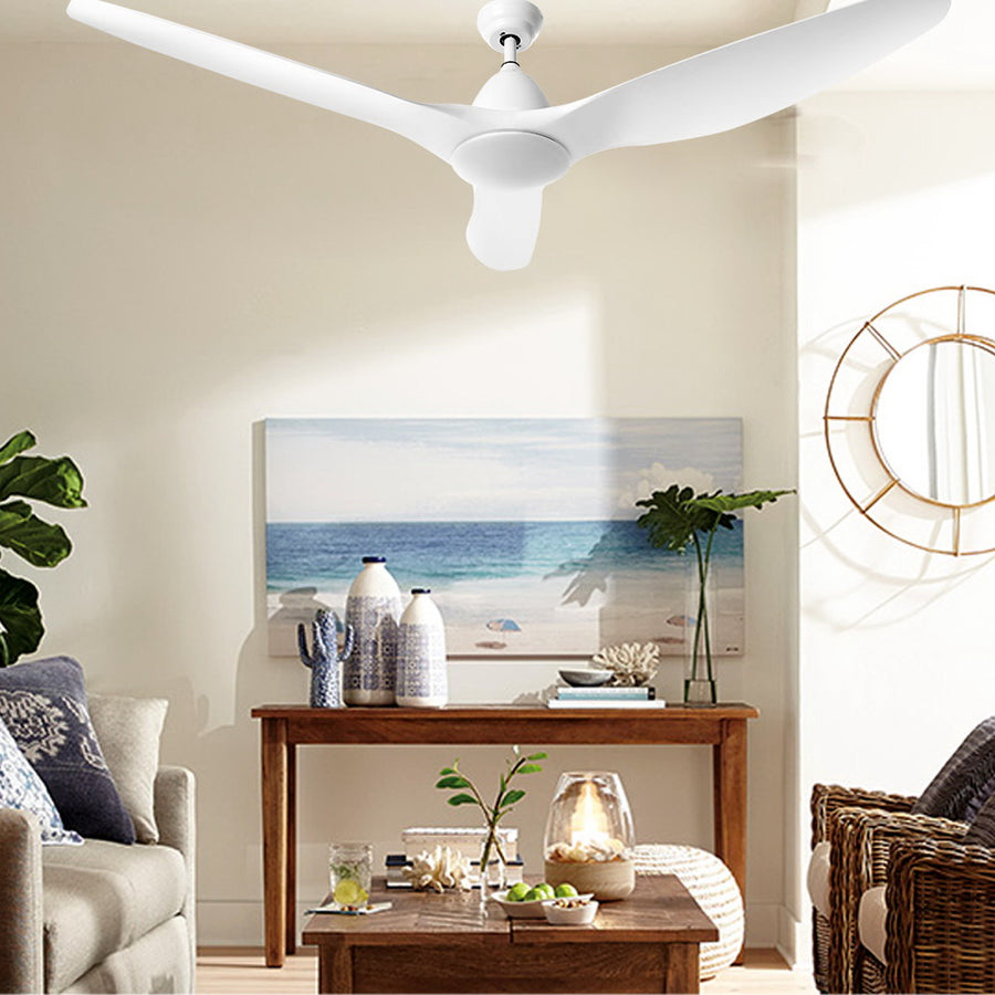Devanti 64'' Ceiling Fan with DC Motor, Light, and Remote Control, White – Pilbara Bathroom Warehouse Perth and regional Western Australia