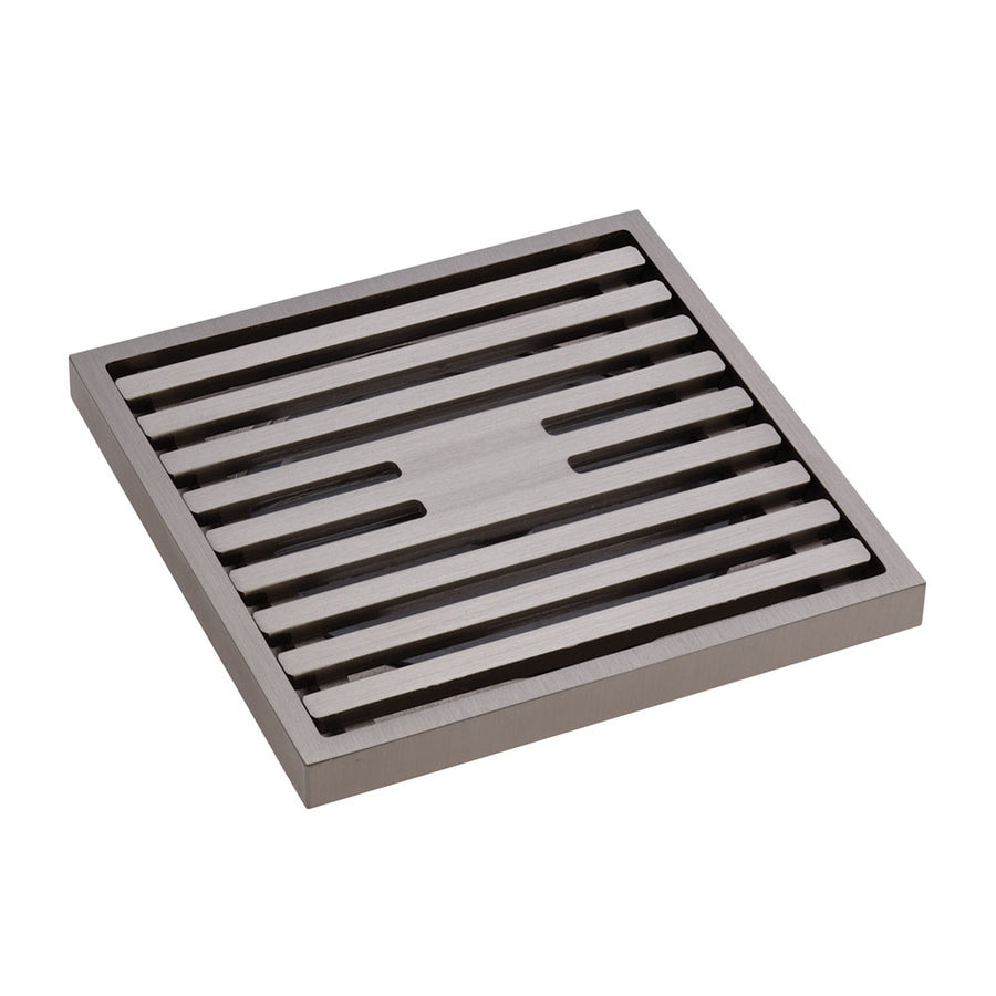 Square Slim Grate Floor Waste, 88mm Outlet, Brushed Nickel - Pilbara Bathroom Warehouse Perth and regional Western Australia