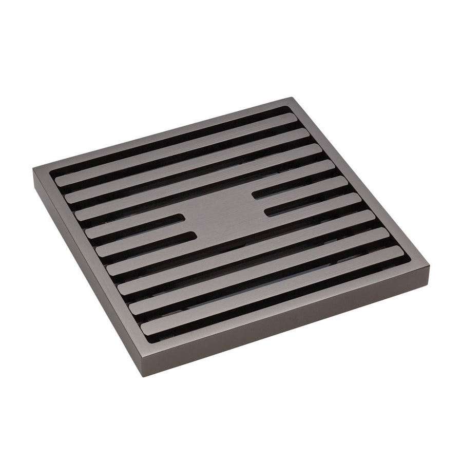 Square Slim Grate Floor Waste, 88mm Outlet, Gun Metal - Pilbara Bathroom Warehouse Perth and regional Western Australia