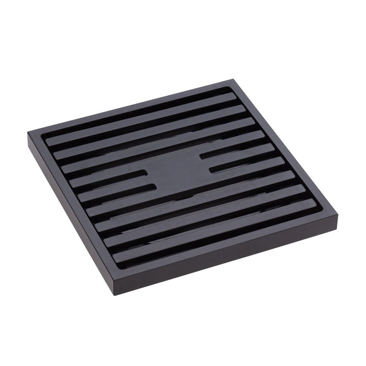 Square Slim Grate Floor Waste, 88mm Outlet, Matte Black - Pilbara Bathroom Warehouse Perth and regional Western Australia
