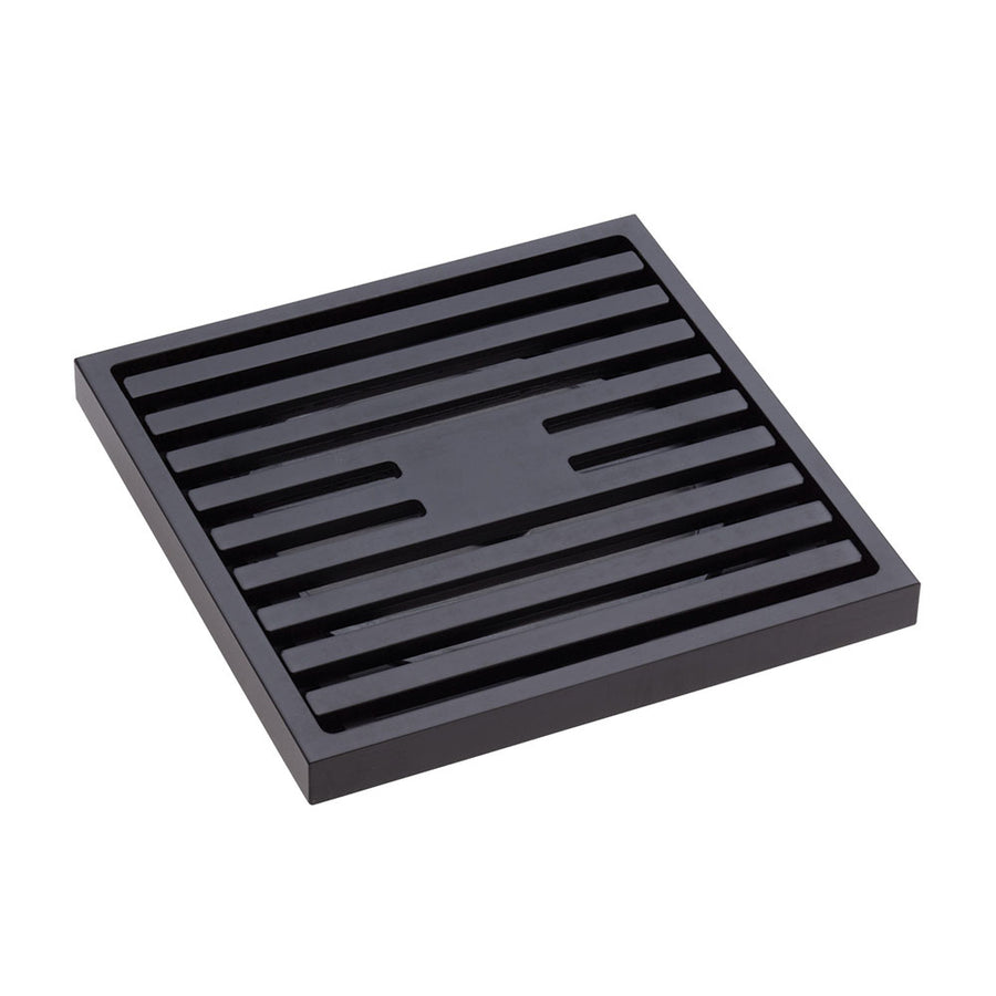 Square Slim Grate Floor Waste, 88mm Outlet, Matte Black - Pilbara Bathroom Warehouse Perth and regional Western Australia