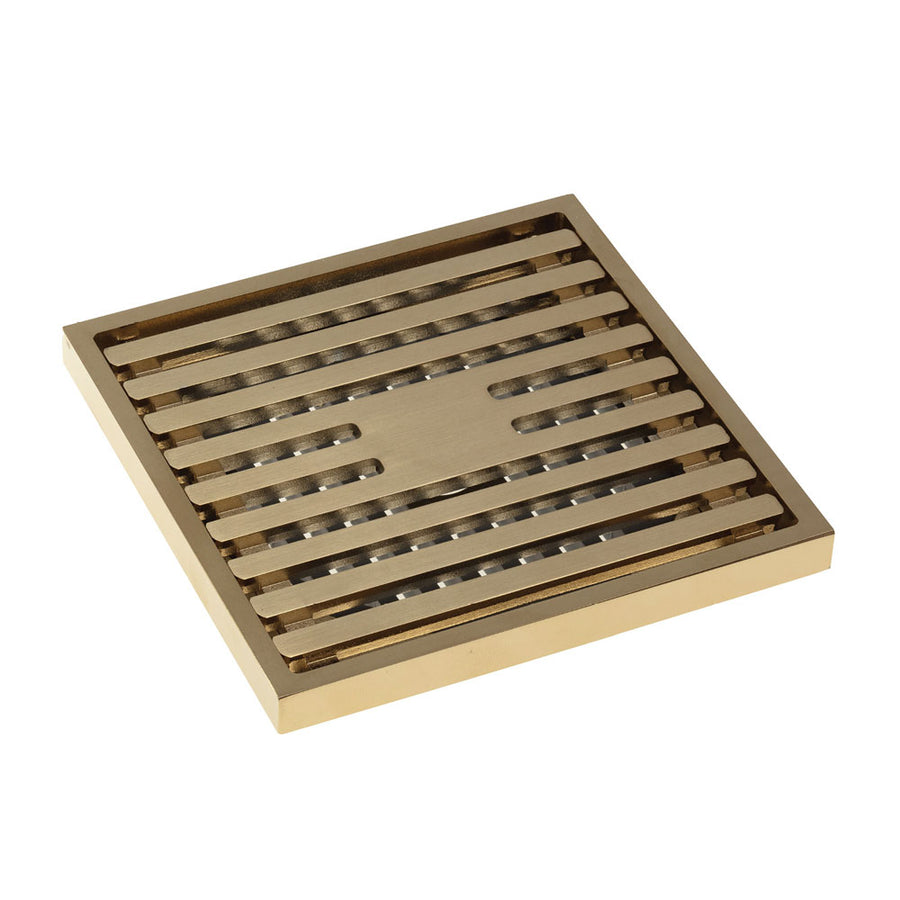 Square Slim Grate Floor Waste, 88mm Outlet, Urban Brass - Pilbara Bathroom Warehouse Perth and regional Western Australia