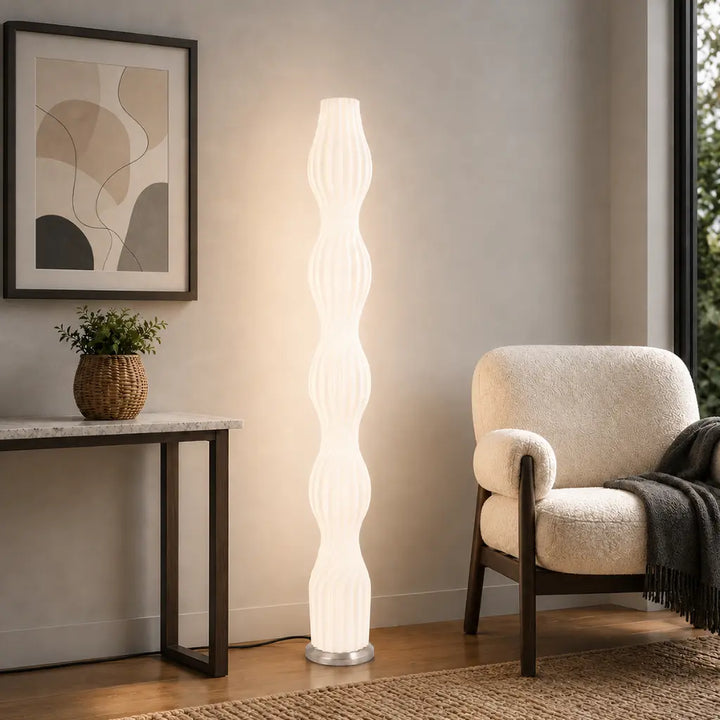 Cholla LED Floor Lamp 24w in Nickel/White