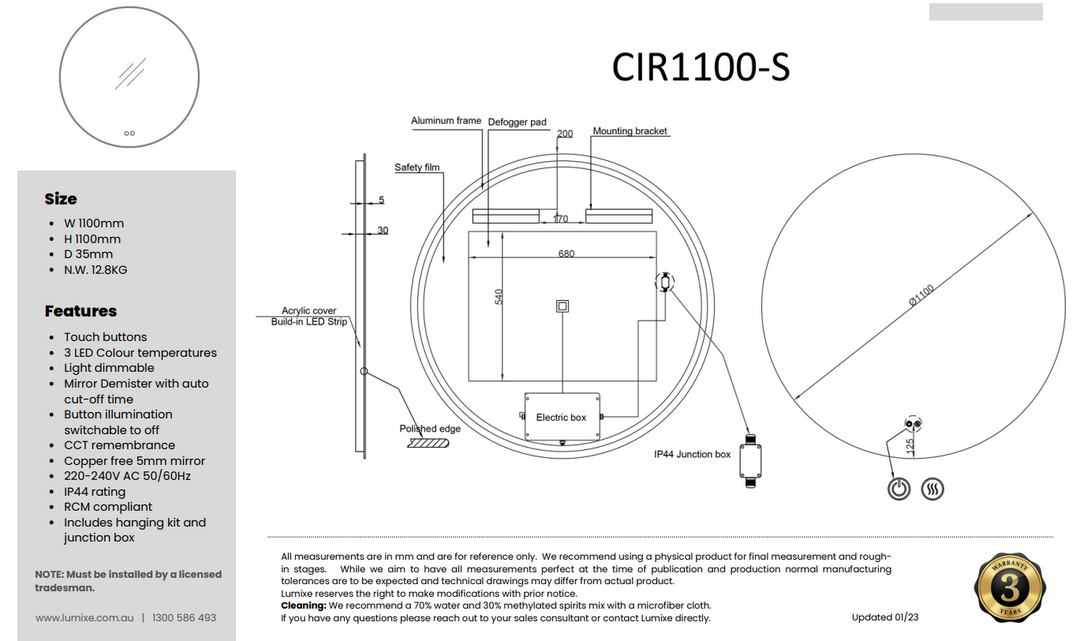 CIRCO S AD modern round design light fixture with sleek finish – Pilbara Bathroom Warehouse Perth and regional Western Australia