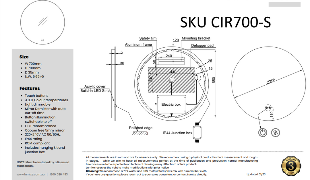 CIRCO S AD modern round design light fixture with sleek finish – Pilbara Bathroom Warehouse Perth and regional Western Australia
