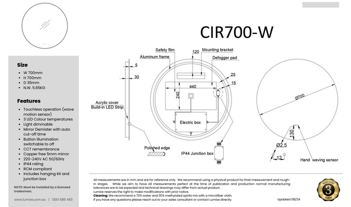 CIRCO W sleek white circular wall or ceiling light with minimalist design – Pilbara Bathroom Warehouse Perth and regional Western Australia